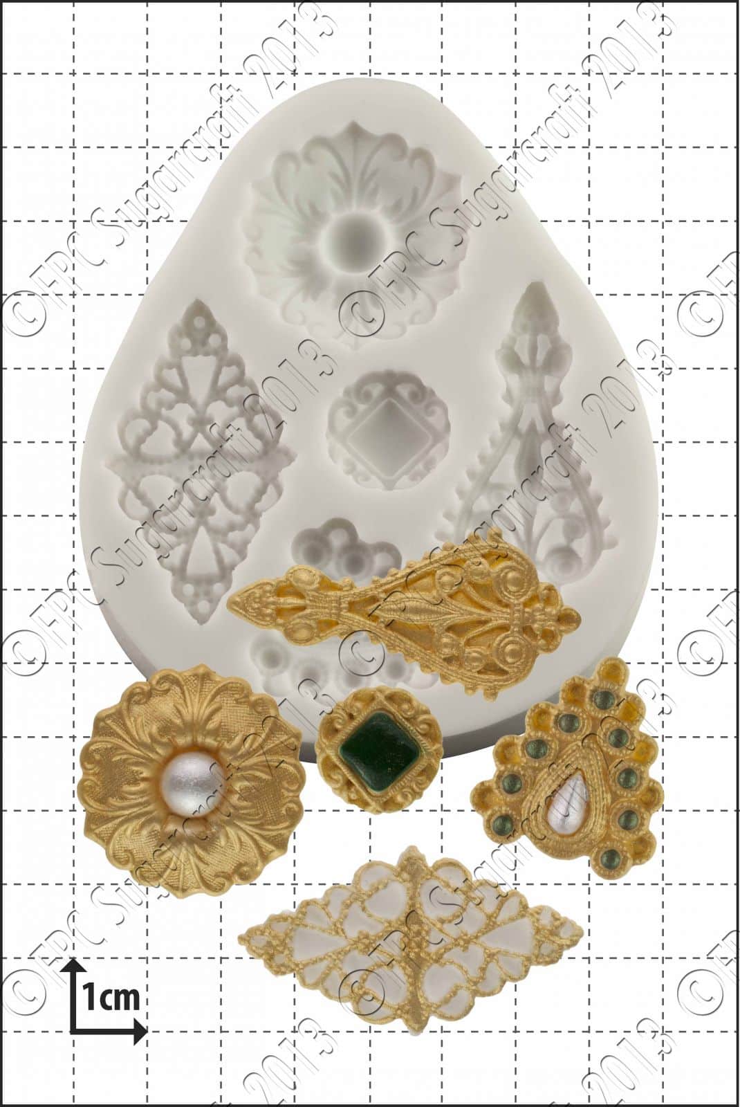 Sugarcraft mould - Filigree Brooches C127