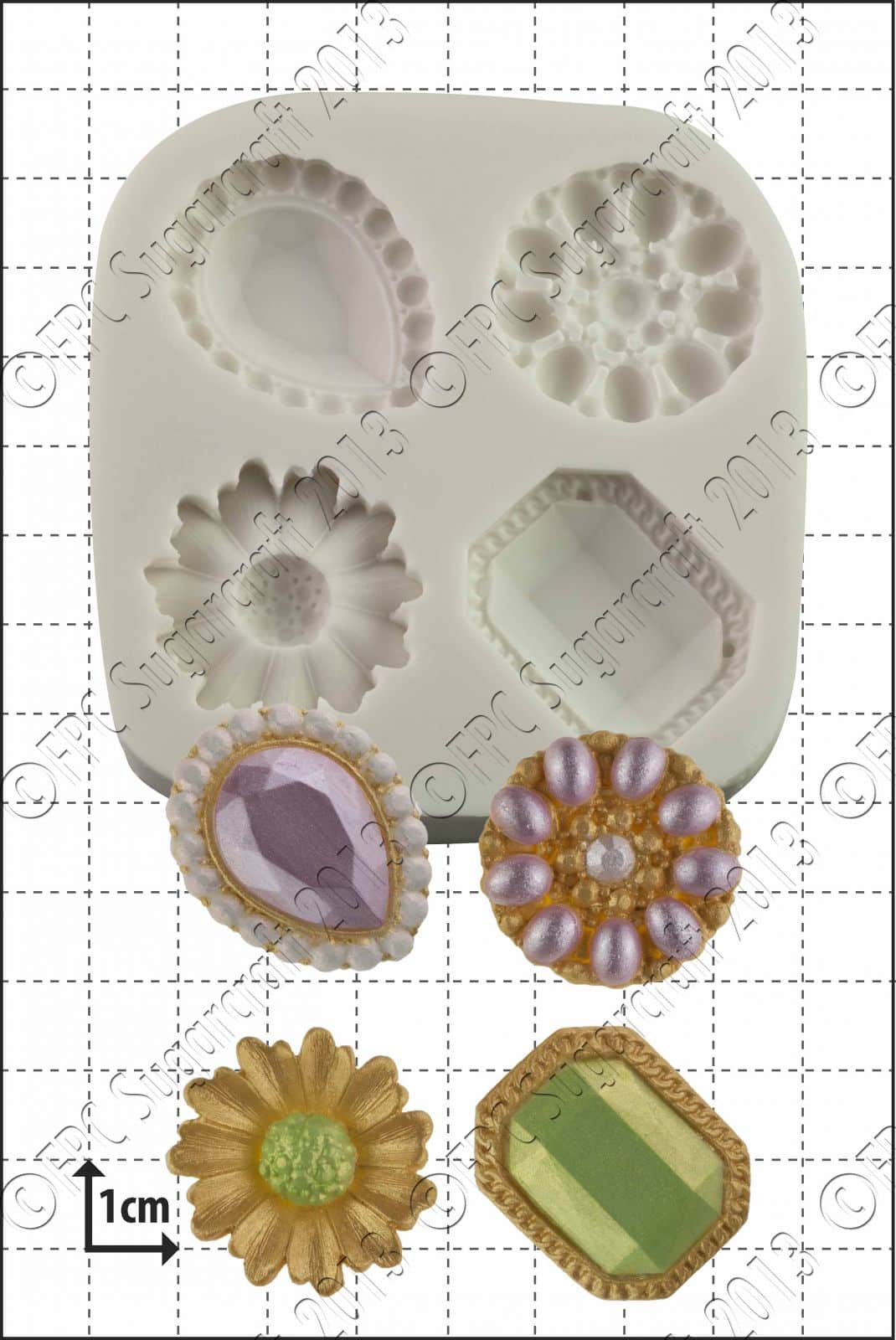 Sugarcraft mould - Jewelled Brooches  C129